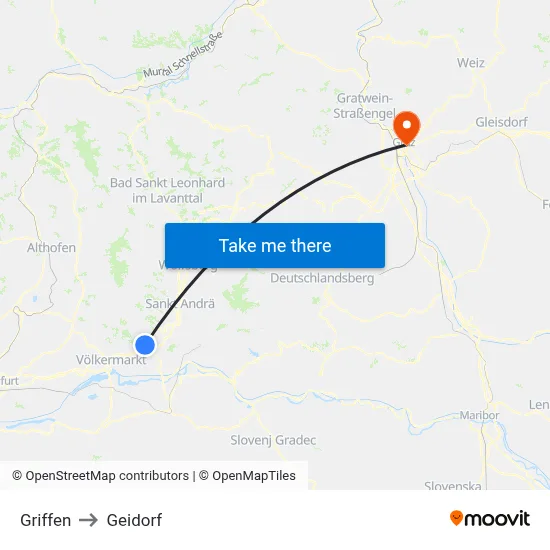 Griffen to Geidorf map