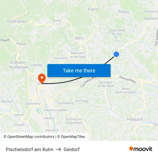 Pischelsdorf am Kulm to Geidorf map