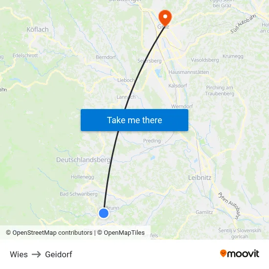 Wies to Geidorf map