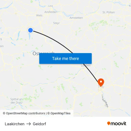 Laakirchen to Geidorf map