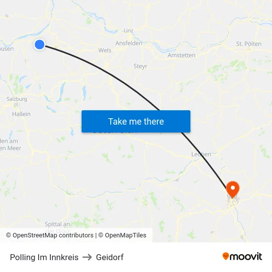 Polling Im Innkreis to Geidorf map