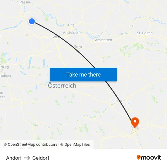 Andorf to Geidorf map