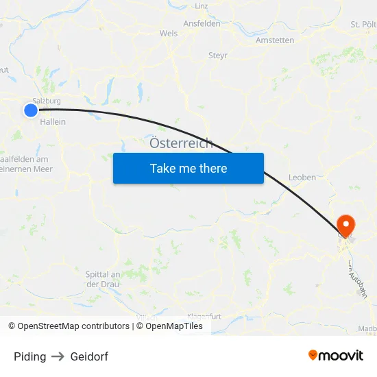 Piding to Geidorf map