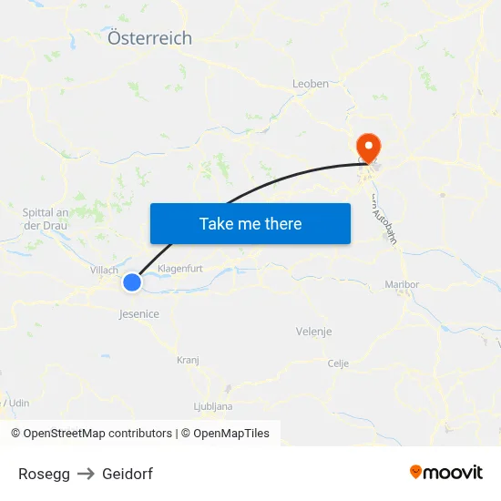 Rosegg to Geidorf map