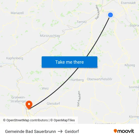 Gemeinde Bad Sauerbrunn to Geidorf map