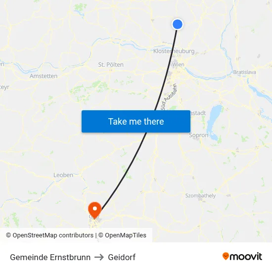 Gemeinde Ernstbrunn to Geidorf map