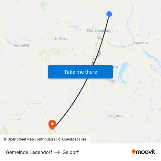 Gemeinde Ladendorf to Geidorf map