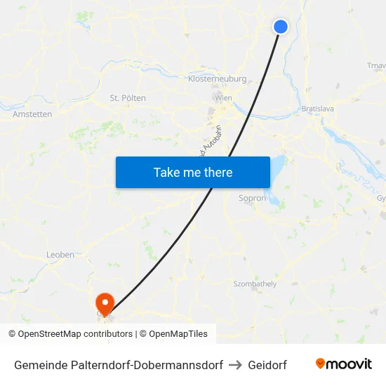 Gemeinde Palterndorf-Dobermannsdorf to Geidorf map