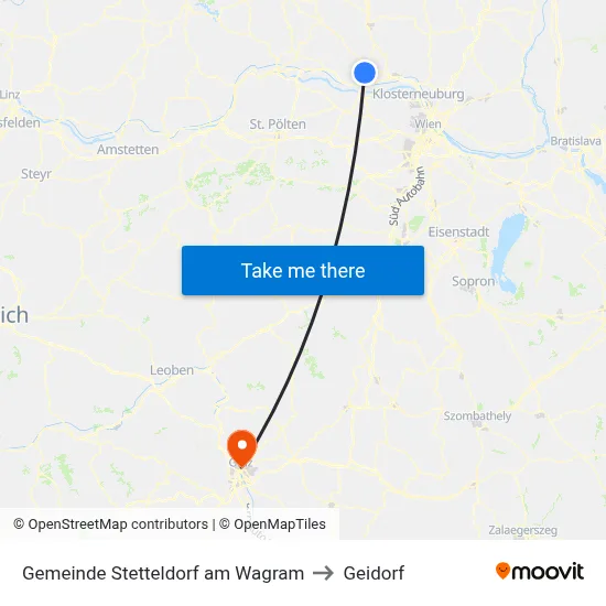 Gemeinde Stetteldorf am Wagram to Geidorf map