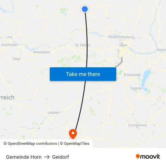 Gemeinde Horn to Geidorf map