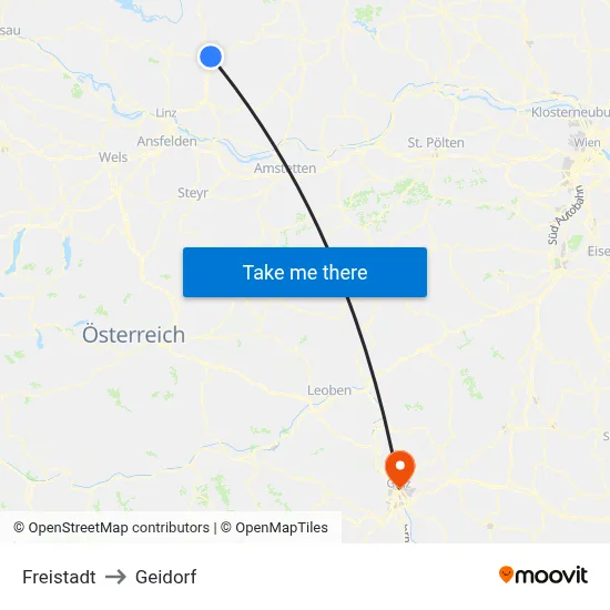 Freistadt to Geidorf map
