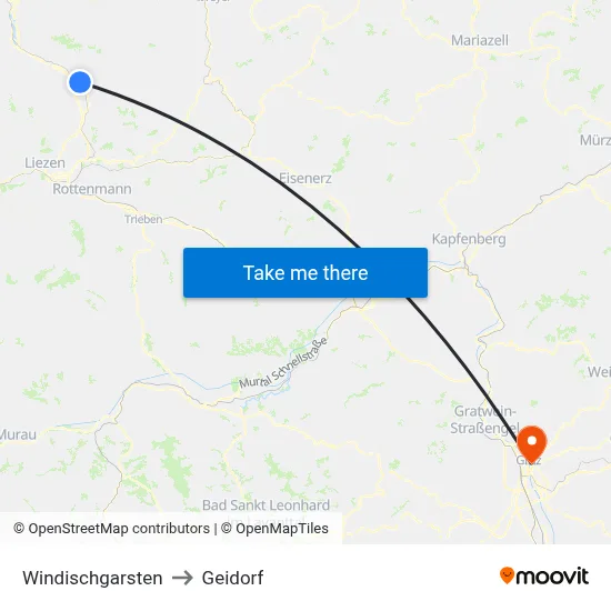 Windischgarsten to Geidorf map