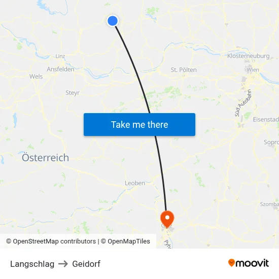 Langschlag to Geidorf map