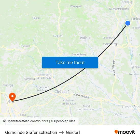 Gemeinde Grafenschachen to Geidorf map