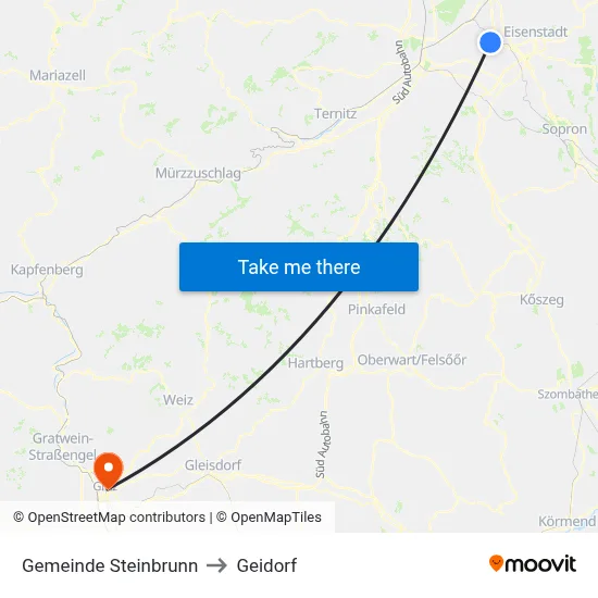 Gemeinde Steinbrunn to Geidorf map