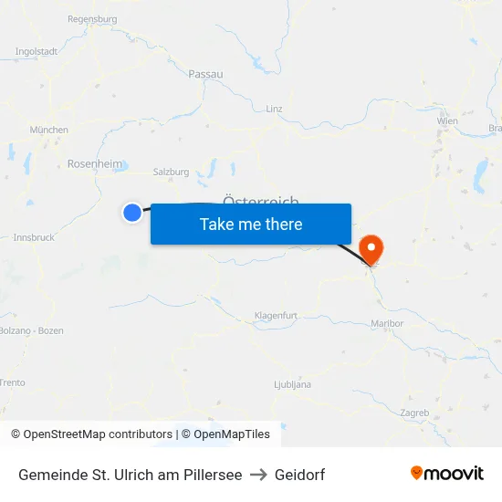 Gemeinde St. Ulrich am Pillersee to Geidorf map