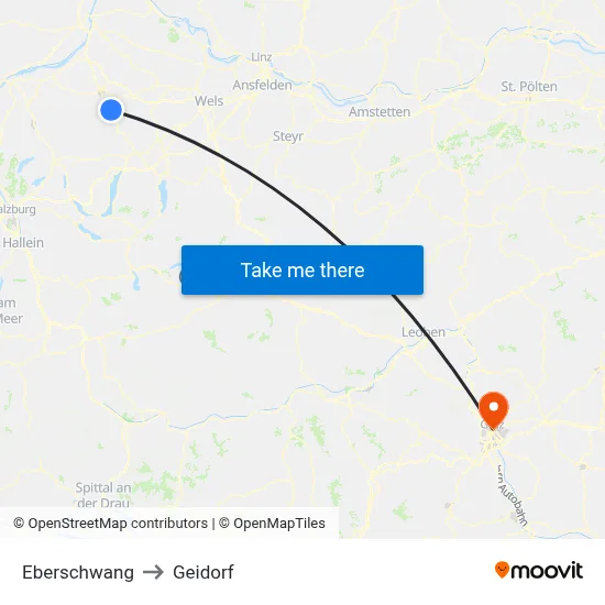 Eberschwang to Geidorf map