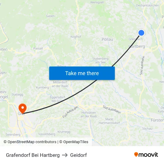 Grafendorf Bei Hartberg to Geidorf map