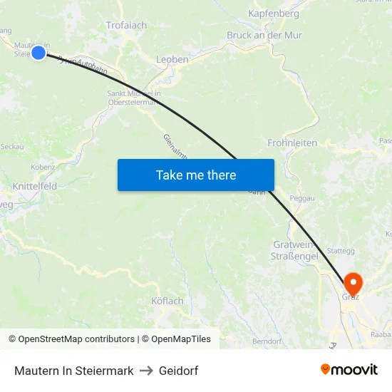 Mautern In Steiermark to Geidorf map