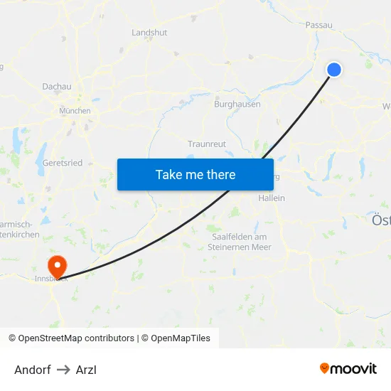 Andorf to Arzl map