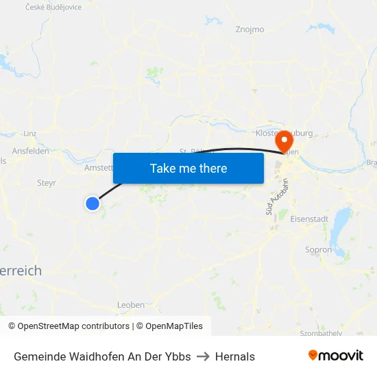Gemeinde Waidhofen An Der Ybbs to Hernals map