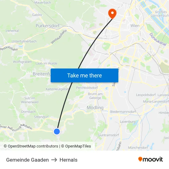 Gemeinde Gaaden to Hernals map