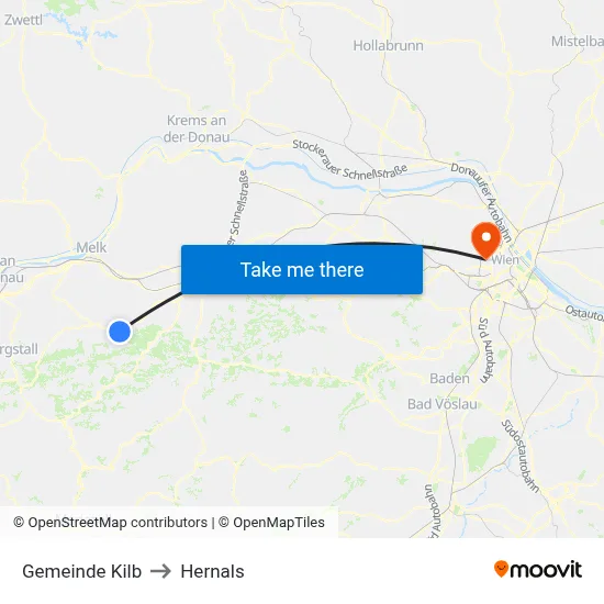 Gemeinde Kilb to Hernals map