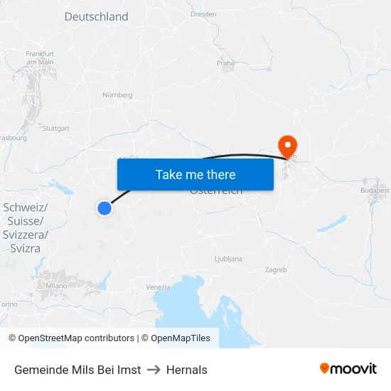 Gemeinde Mils Bei Imst to Hernals map