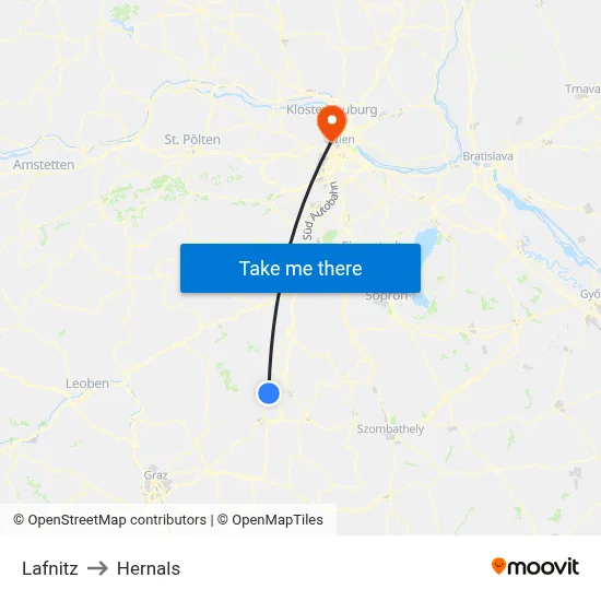 Lafnitz to Hernals map