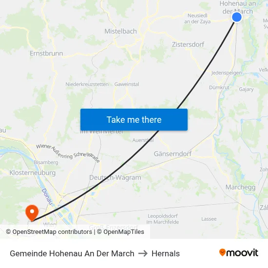 Gemeinde Hohenau An Der March to Hernals map
