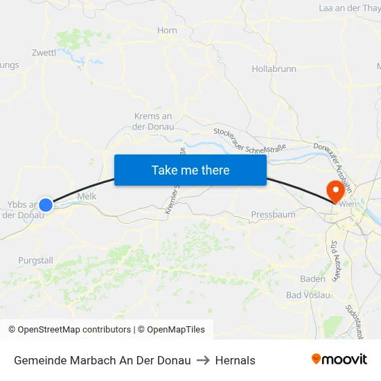 Gemeinde Marbach An Der Donau to Hernals map