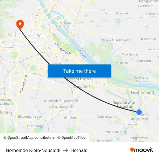 Gemeinde Klein-Neusiedl to Hernals map