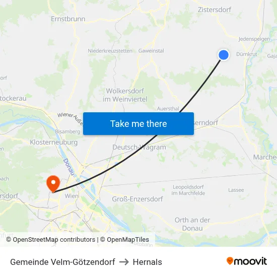 Gemeinde Velm-Götzendorf to Hernals map