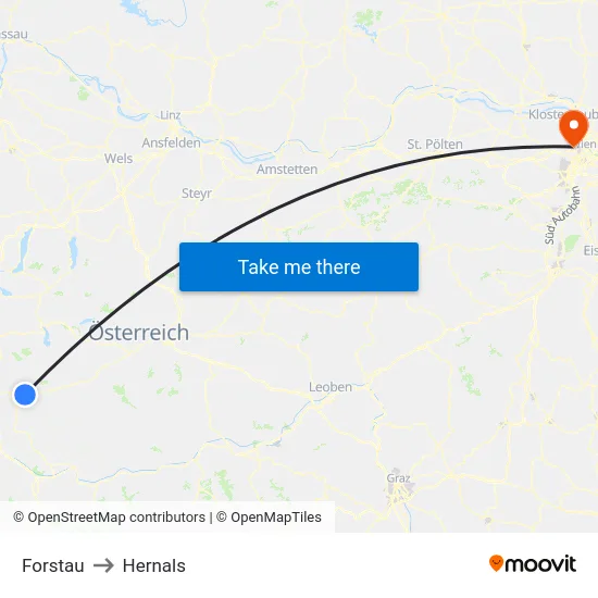 Forstau to Hernals map