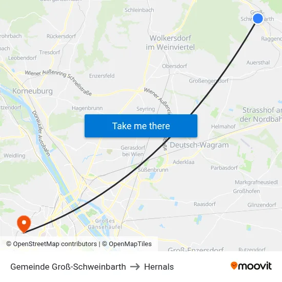 Gemeinde Groß-Schweinbarth to Hernals map