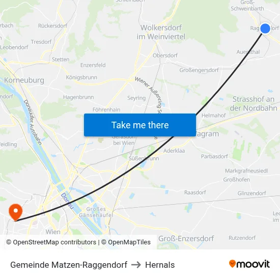 Gemeinde Matzen-Raggendorf to Hernals map