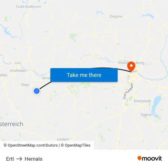 Ertl to Hernals map