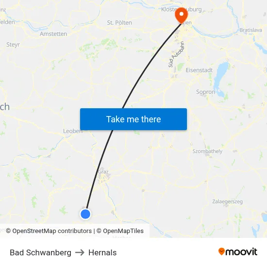Bad Schwanberg to Hernals map