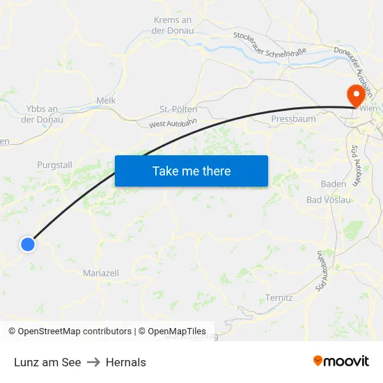 Lunz am See to Hernals map