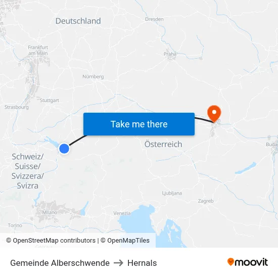 Gemeinde Alberschwende to Hernals map