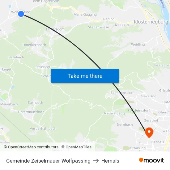 Gemeinde Zeiselmauer-Wolfpassing to Hernals map