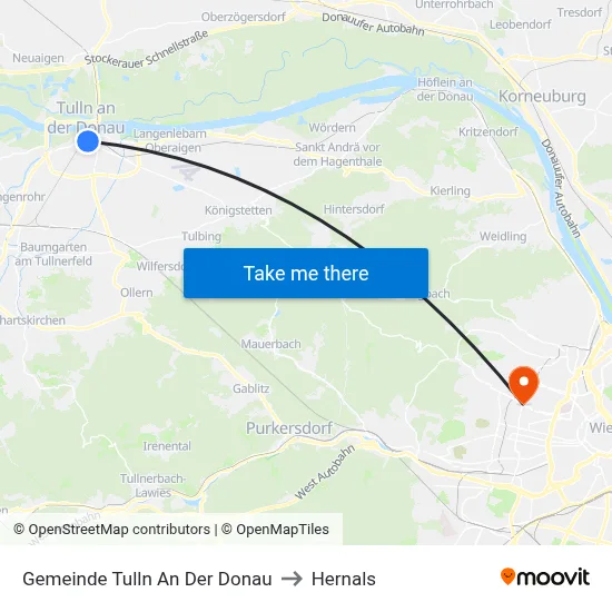 Gemeinde Tulln An Der Donau to Hernals map