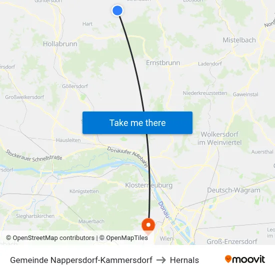 Gemeinde Nappersdorf-Kammersdorf to Hernals map