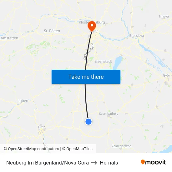 Neuberg Im Burgenland/Nova Gora to Hernals map