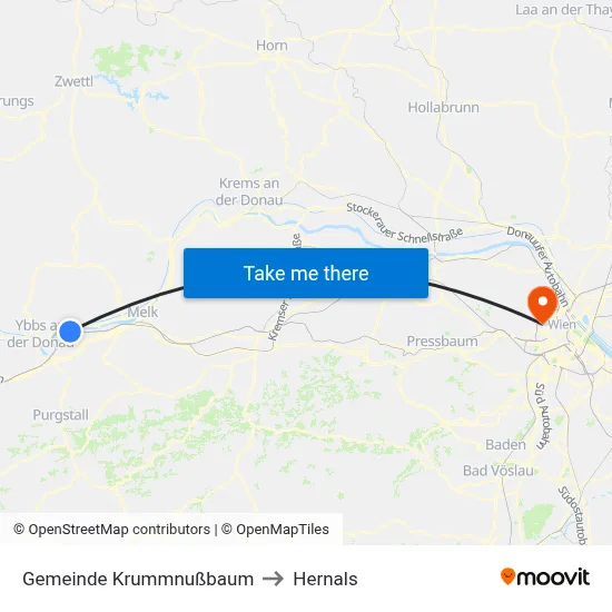Gemeinde Krummnußbaum to Hernals map