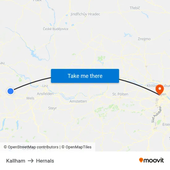 Kallham to Hernals map