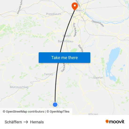 Schäffern to Hernals map