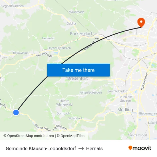 Gemeinde Klausen-Leopoldsdorf to Hernals map