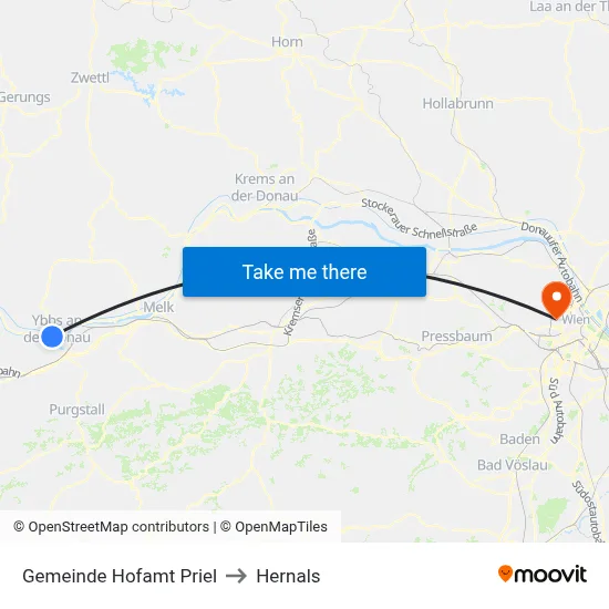 Gemeinde Hofamt Priel to Hernals map