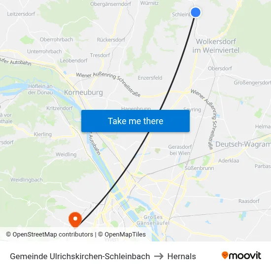 Gemeinde Ulrichskirchen-Schleinbach to Hernals map